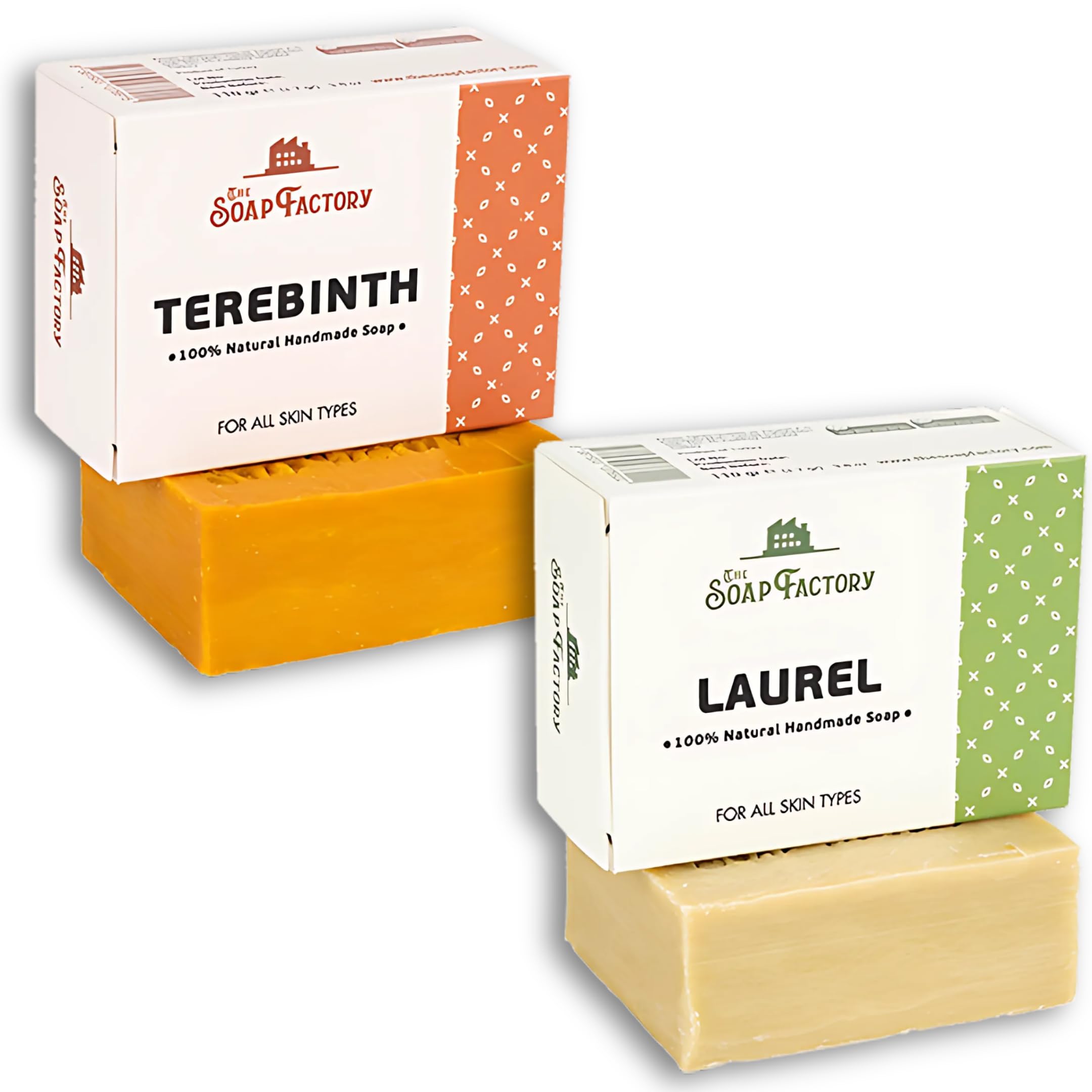 Natural Handmade Soap Duo (2 Pack) - Terebinth and Laurel Bars for Deep Cleansing Refreshing and Nourishing Daily Skincare