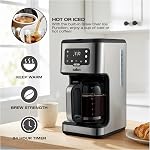 Salton Stainless Steel Digital Coffee Maker – 14 Cups | Hot & Cold Coffee Modes | 24 Hour Timer | led Touch Screen | Reusable Filter | Anti-Drip Feature | Hot Hold Plate | Proudly Canadian