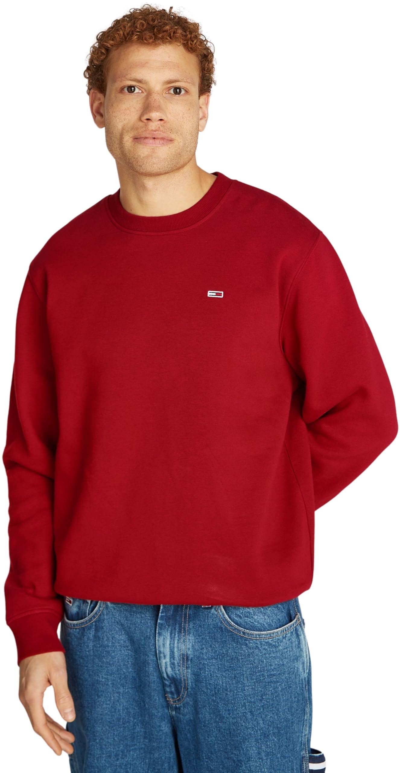Tommy Jeans Herren TJM REG S FLAG CREW DM0DM20741, Red (Regatta Red), 3XL