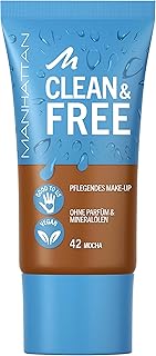 Manhattan Clean & Free Skin Tint Fb. 42 Mocha - Maquillaje hidratante, vegano, 30 ml