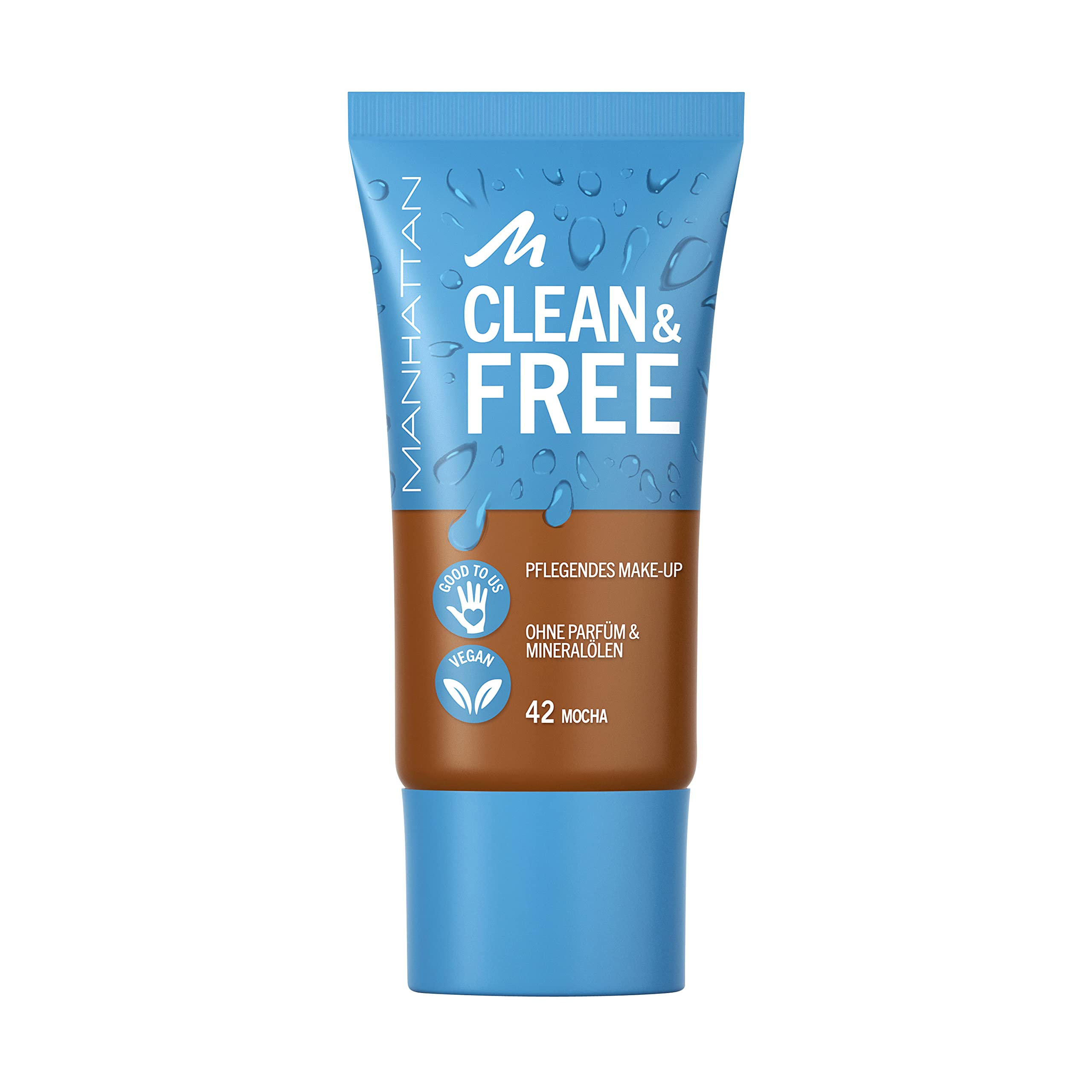 Manhattan Clean & Free Skin Tint Fb. 42 Mocha - Maquillaje hidratante, vegano, 30 ml