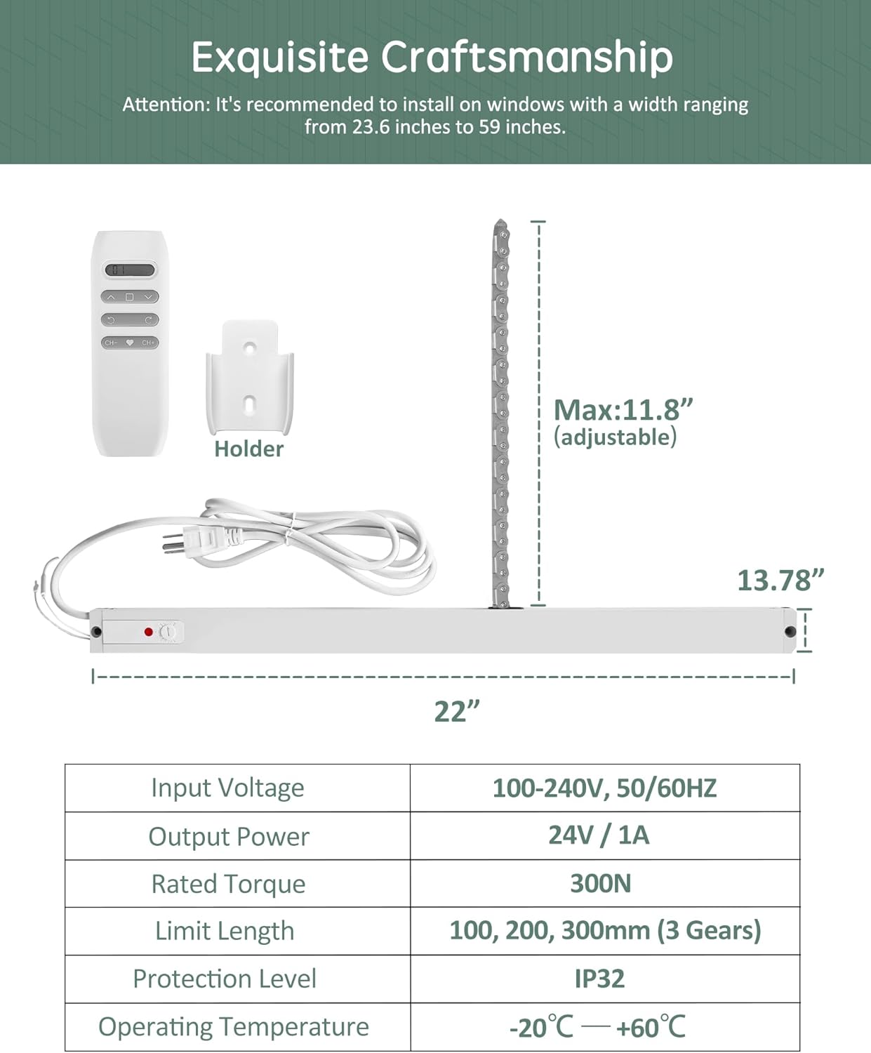 Yoolax Smart Motorized Window Opener, Automatic WiFi Window Closer, Electric Skylight Chain Opener, APP & Voice Control Adjustable Travelling Distance