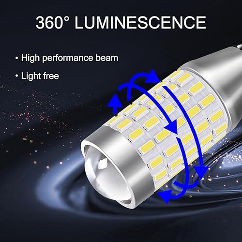 Miniatura 4 de 2 luces LED de marcha atrás para automóvil, 3014-87WFPC 360 grados luminosas modificadas de alto brillo luz trasera de respaldo, potente bombilla de