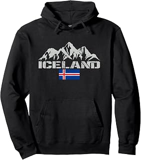 Iceland Mountains Vintage Flag Souvenir Iceland Pullover Hoodie