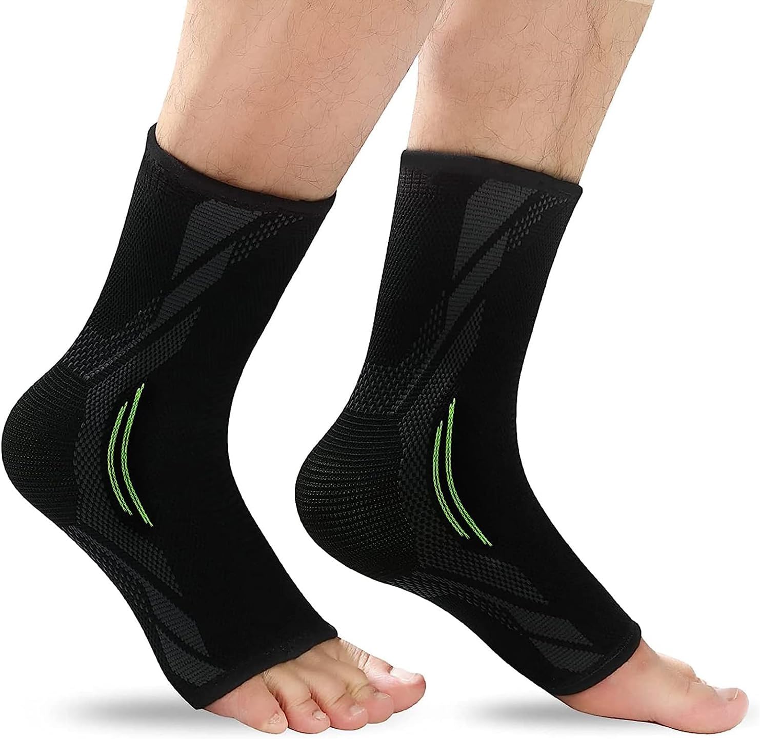 Xspring Ankle Brace Compression, 1 Pair Adjustable Ankle Compression Sleeves, Strong Ankle Wrap Sports Protection, Compression Ankle Support for Swollen, Sprained Ankles and Plantar Fasciitis