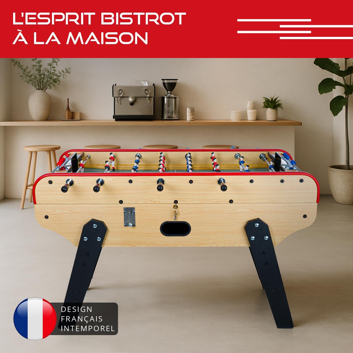 Rendez Vous Déco - Babyfoot Adulte Intérieur Bistrot 155,3 cm avec Monnayeur - Table de Jeux Familiale et Professionnelle Robuste