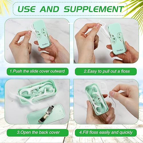 Miniatura 4 de Dispensador de hilo dental portátil 16 unidades dispensador automático de púas dentales soporte de hilo dental recargable organizador de hilo dental