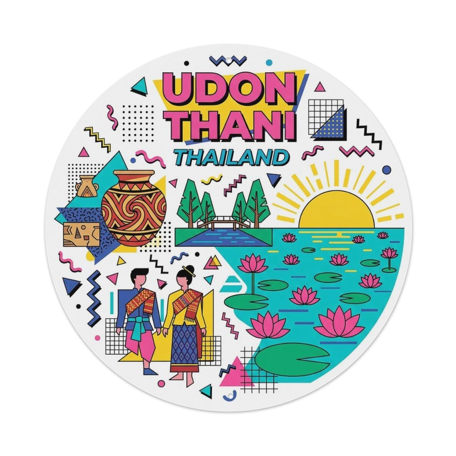 Yrnq 8X8inch Vintage Style Retro Travel Thailand Udon Thani Metal Tin Sign