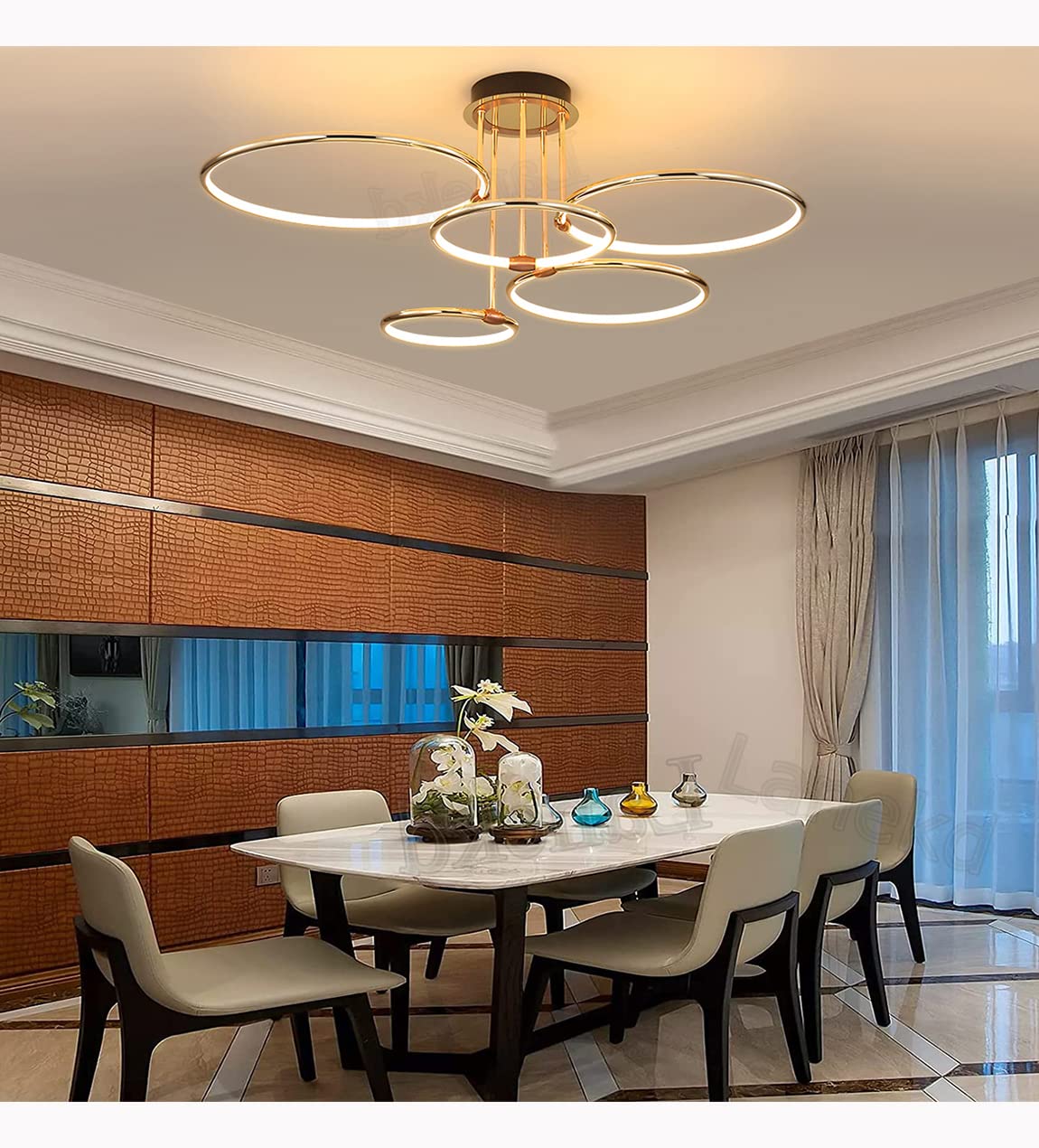 Moderna LED Lampara de techo Salón Dormitorio Regulable Lámpara Colgante Anillo Diseño Plafones con Control Remoto Luz Para isla Cocina Oficina Comedor Decor Iluminación Lámparas de Colgante Oro
