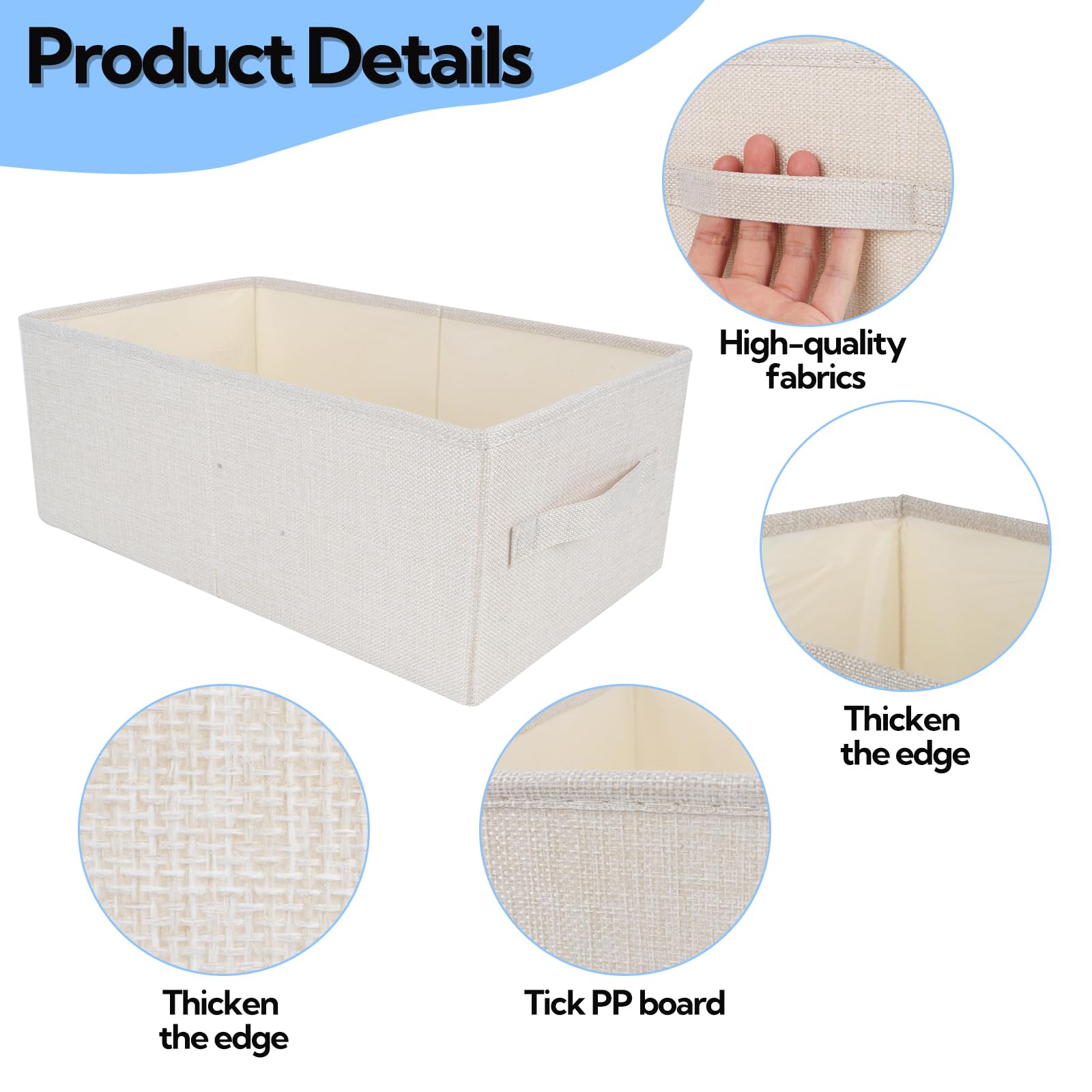 Drawer Organisers 3 PCS Fabric Storage Boxes Wardrobe Organizer Foldable Drawer Dividers Box Bins with Handles for Clothes Closet Shelves Organiser Bras Socks Underwear Ties Scarve Toys Handkerchiefs - Image 4