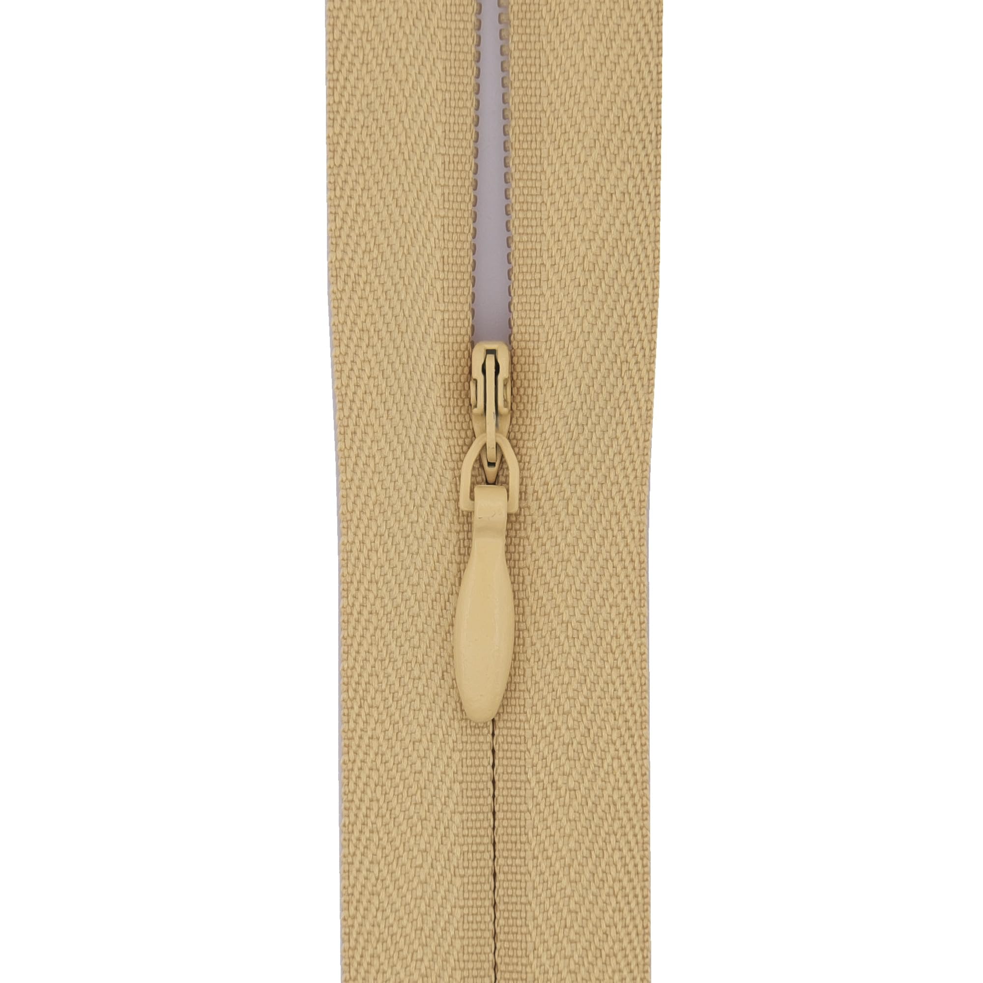 #3 Woven Tape Invisible Zip (Close End), 14 inch (35cm) for Skirts, Dress Side-Seams & Small Lumbar Cushions - Professional Nylon Coil Zips for Sewing & Dressmaking- 1 Zip (Light Camel Beige)
