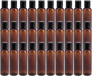 Bekith 30 Pack 4oz Plastic Squeeze Bottles with Disc Top Flip Cap, Empty Amber BPA-Free Refillable Containers For Shampoo, Lotions, Liquid Body Soap, Creams