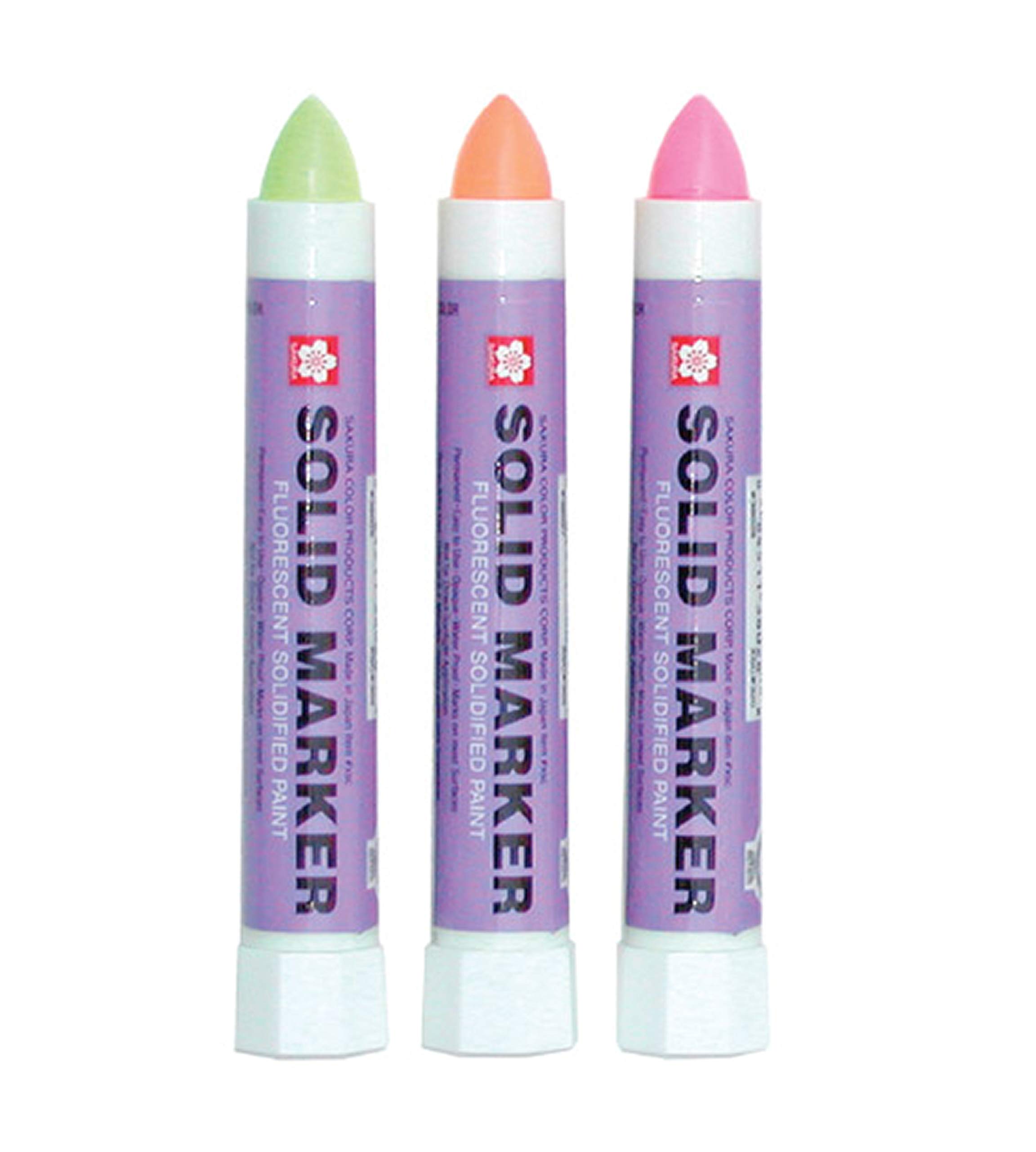 Sakura Solid Paint Marker for Glass, Windshields, Windows, and Much More Writes on Oily, Wet, Smooth and Rough Surfaces Multi Purpose Paint Markers (Green Orange Pink)