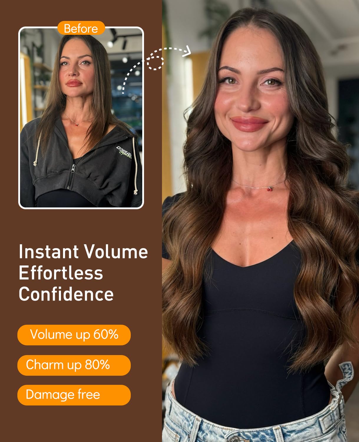 VINBAO Micro Tape in Hair Extensions Human Hair Black Trend To Chocolate Brown 50g 20Pcs 22in Thick End Balayage Tape in Hair Extensions Silky Straight (22inch, #1BT4)