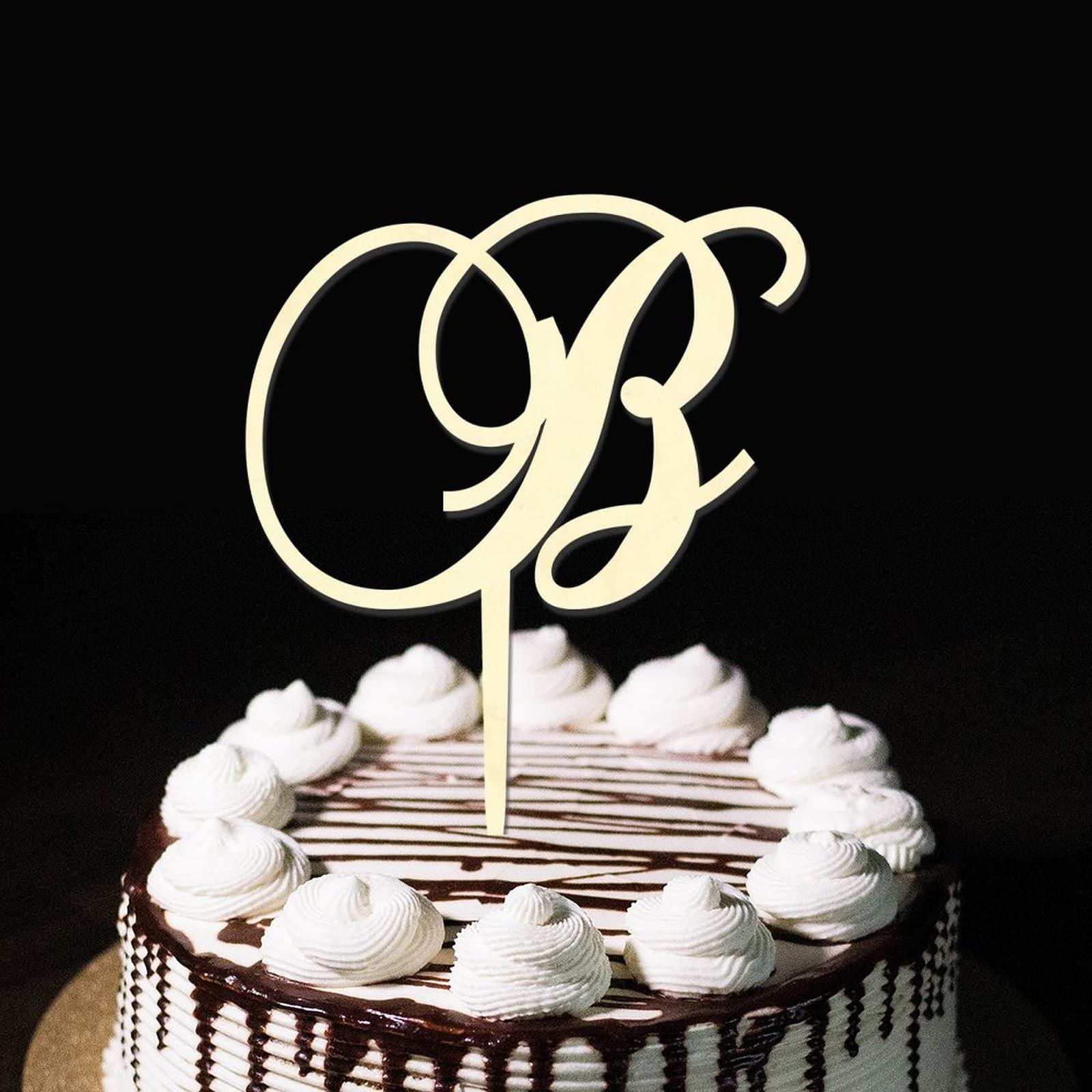 Monogram Cake Toppers Letter B Wood Personalized Any Initial For Wedding Engagement Party Decor Rustic Wedding Gifts For Men Women Letter A B C D E F G H I J L M N K O P R S T U V W X Y Z