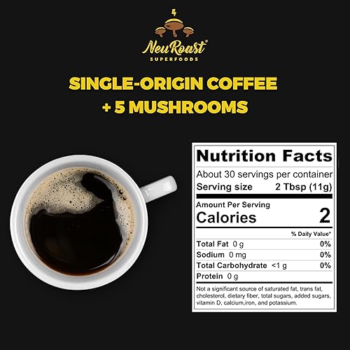Miniatura 8 de NeuRoast - Café orgánico de hongos molidos, sabor avellana, bajo en ácido, sabor suave, café premium con 5 hongos superalimentarios, mezcla