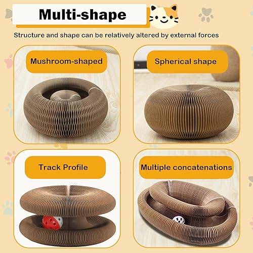 Miniatura 4 de Juguete mágico de aventura para gatos con campana y bolas de hierba gatera, juguete de acordeón de forma plegable y cambiable, juguete interactivo