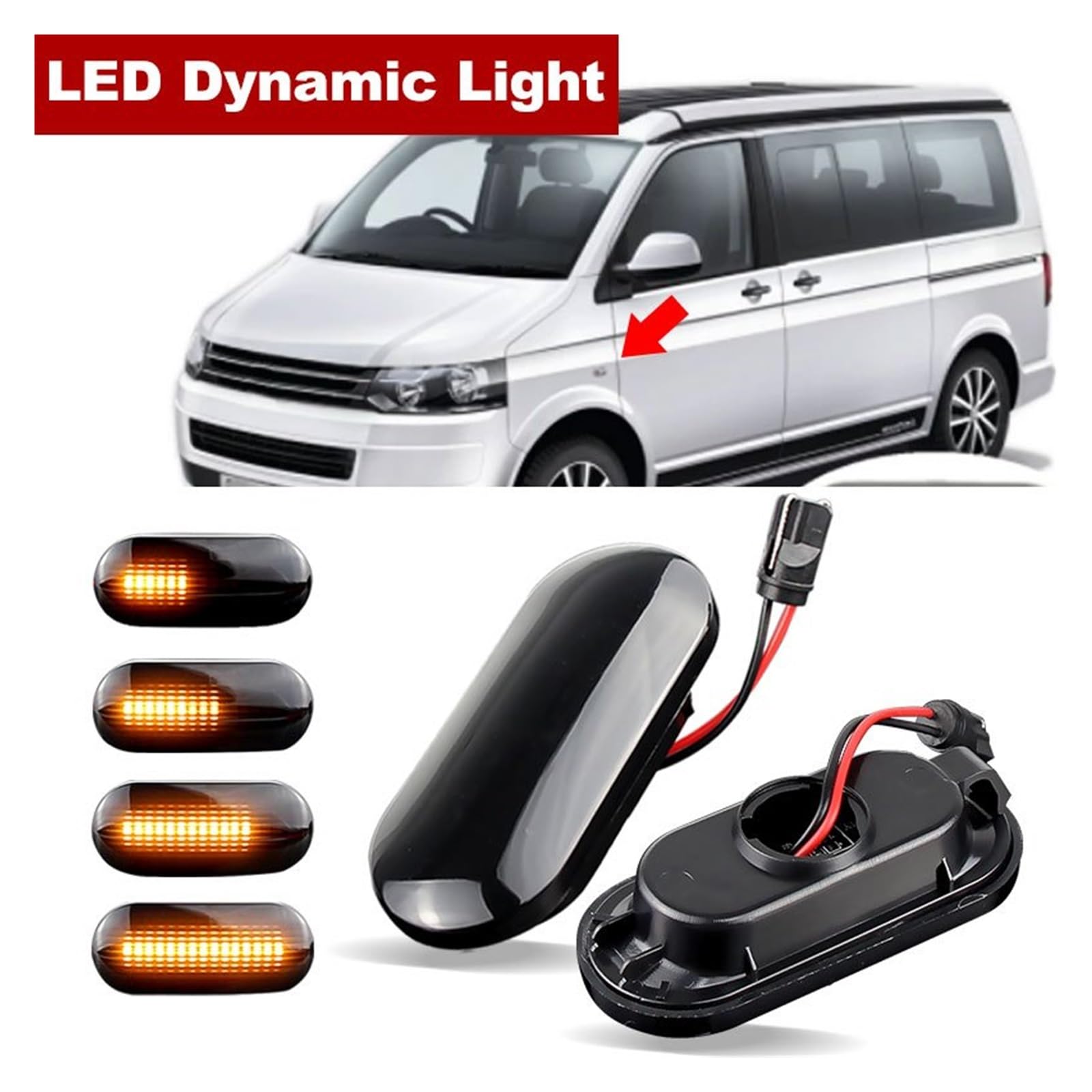 Luces Giro Indicadoras Para VW Para Transporter Mutlivan T5 7E 7F 7J 7H 2007 2008 2009 2010 2011 A 2015 Indicador LED Dinámico Señal De Indicador Lateral Luz Señal Giro