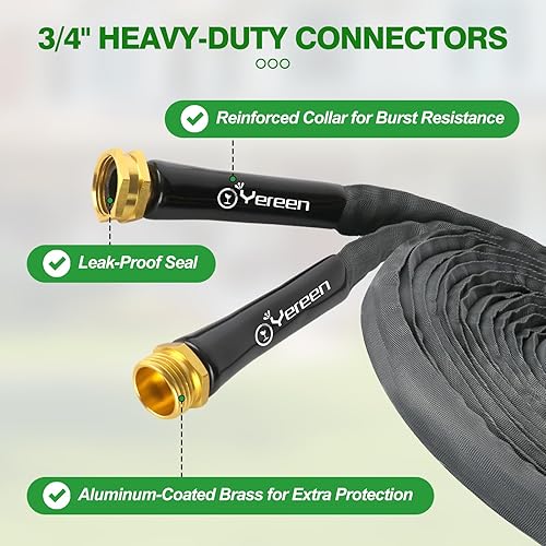 Miniatura 6 de Manguera de jardín no expandible de 50 pies, manguera plana mejorada 2025, manguera de jardín ligera, sin torceduras, resistente a las explosiones,