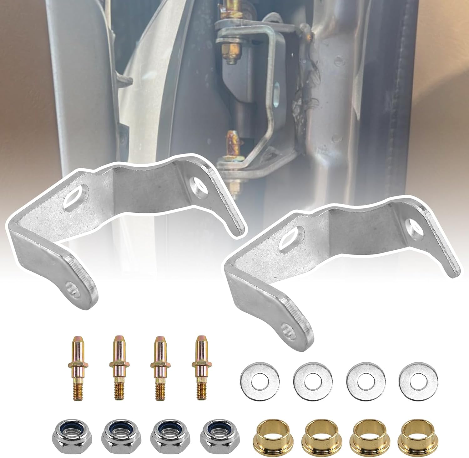 RYANSTAR RACING Front Left Driver Side Door Hinge Pin and Bushing Kit – Compatible with Chevy Silverado, GMC Sierra, Yukon, Cadillac – Replaces 6038456, 89025539，38456