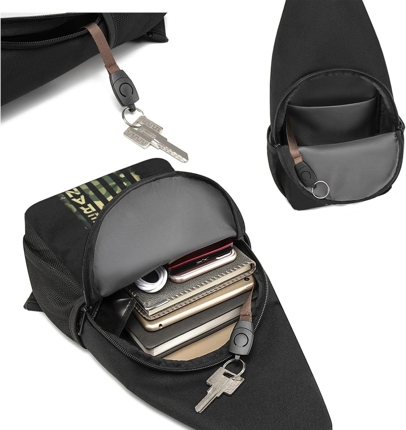 US Army Retired American Flag，Fashion One-Shoulder Bag，Anti-Theft Crossbody Shoulder Chest Bag