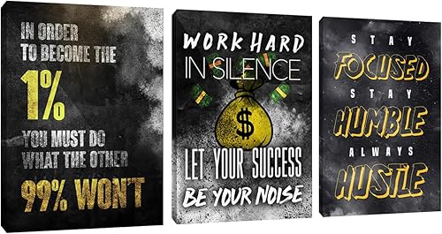 Miniatura 23 de Arte de pared motivacional para oficina, lienzo inspirador, arte de pared, póster de ajetreo, impresión de cita de empresario, pintura de pared, 3