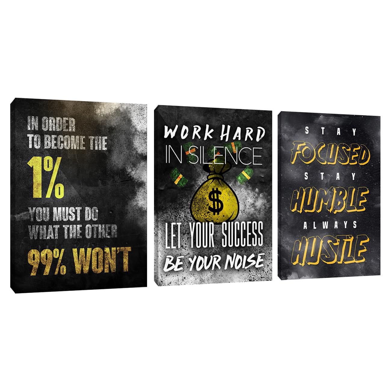Motivational Canvas Wall Art Inspirational Entrepreneur Hustle Poster Prints Art Office Decor Work Hard Quotes Poster Pictures Framed Artwork Decor for Office Workplace Living Room(60''Wx 28''H)