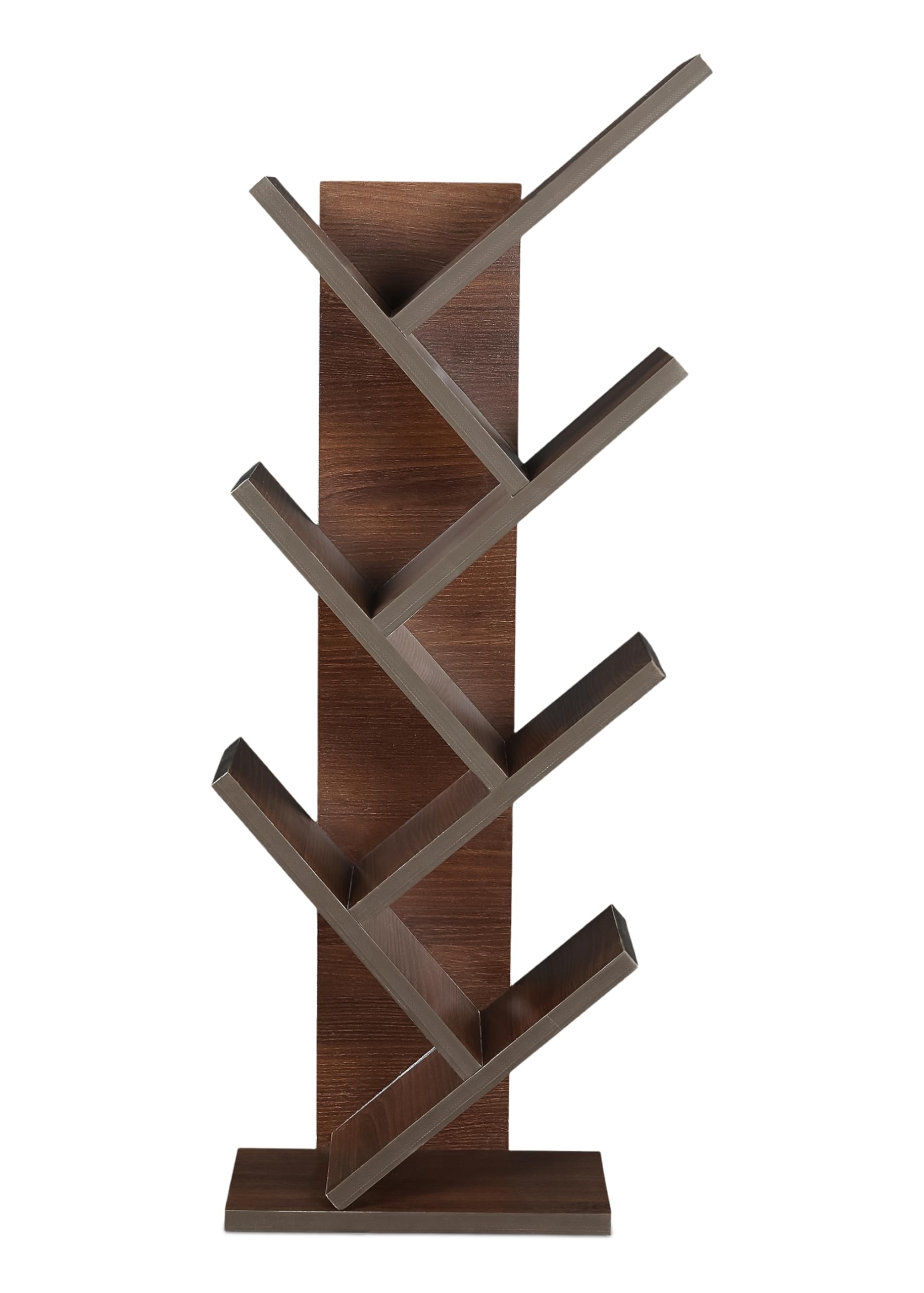 SBF Furniture Modern Tree Shape Wood Bookcase, 7-Tier Book Rack, Storage Rack Shelves in Living Room, Free-Standing Books Holder Organizer, Space Saver for Home, Office, Set of 1 (Brown)(DIY) 2