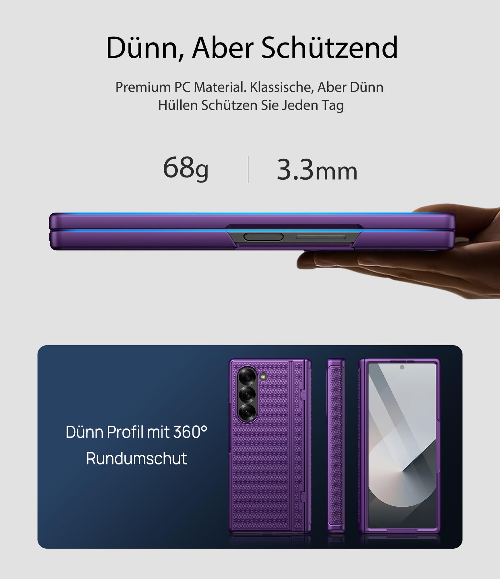 Funda para Samsung Galaxy Fold 6 con Soporte Oculto, Morado Oscuro