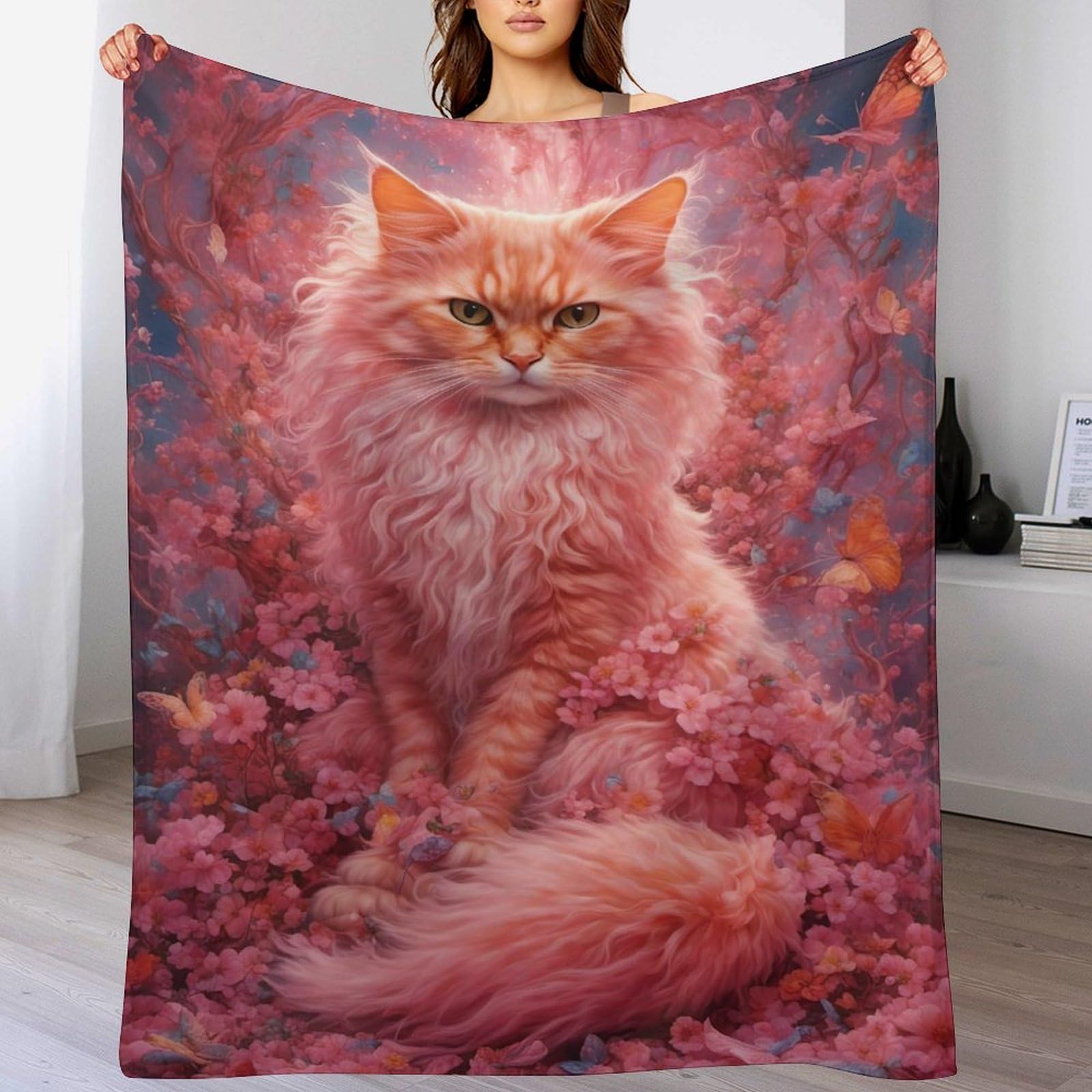 Manta de forro polar de franela de gato ligera y suave para cama o sofá 140x180 cm
