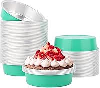 Vista 12 de Beasea Paquete de 100 vasos desechables de papel de aluminio, 8 onzas, 7.9 fl oz, 3.9 pulgadas, para hornear, magdalenas, magdalenas, tazas de pudín