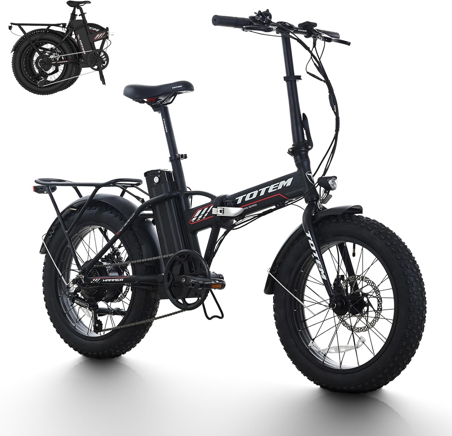Totem Hammer Electric Bike for Adults, 20” x 4” Fat Tire