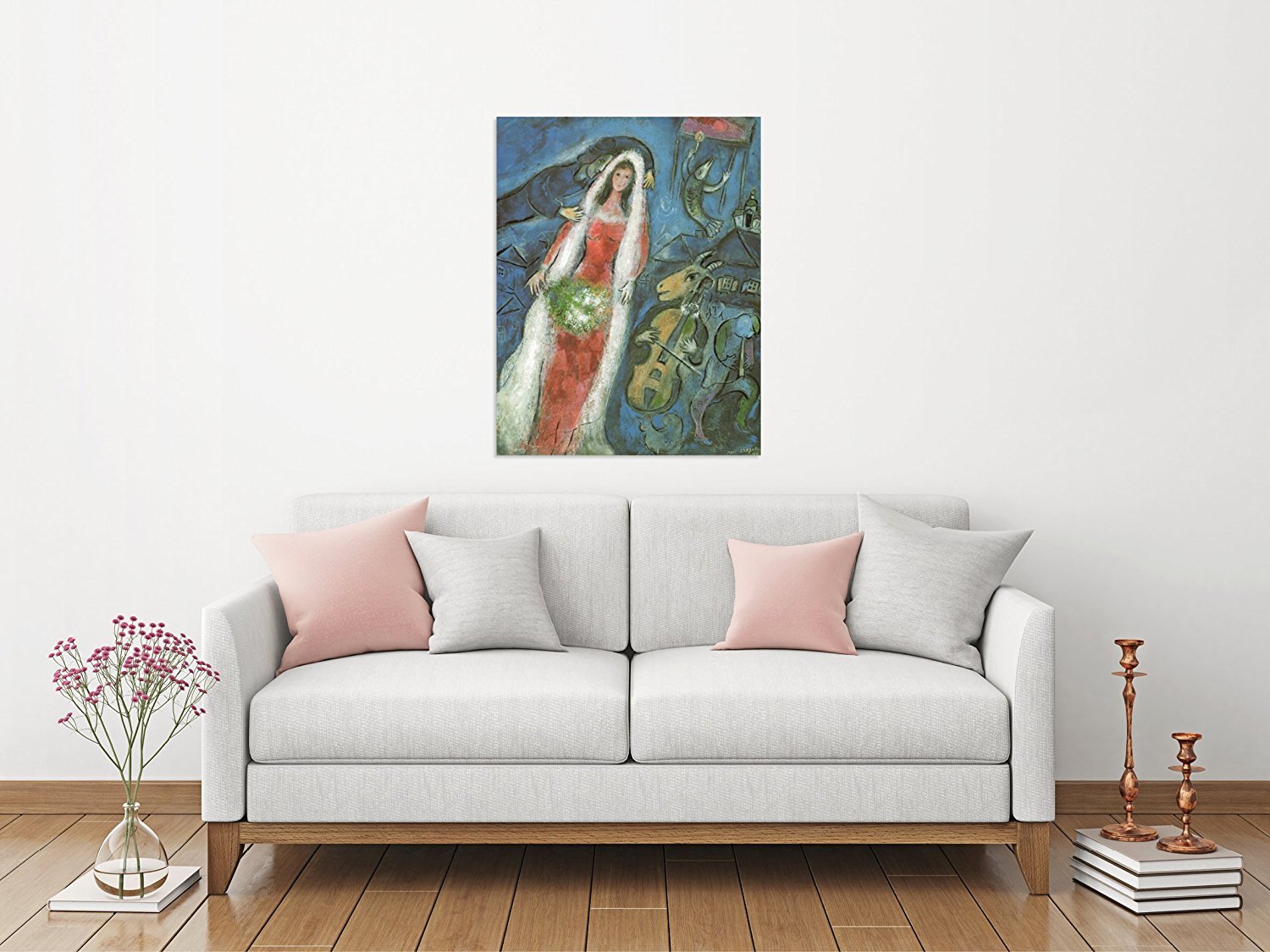 Marc Chagall la novia 53 x 67 cm marco impresión sobre panel de