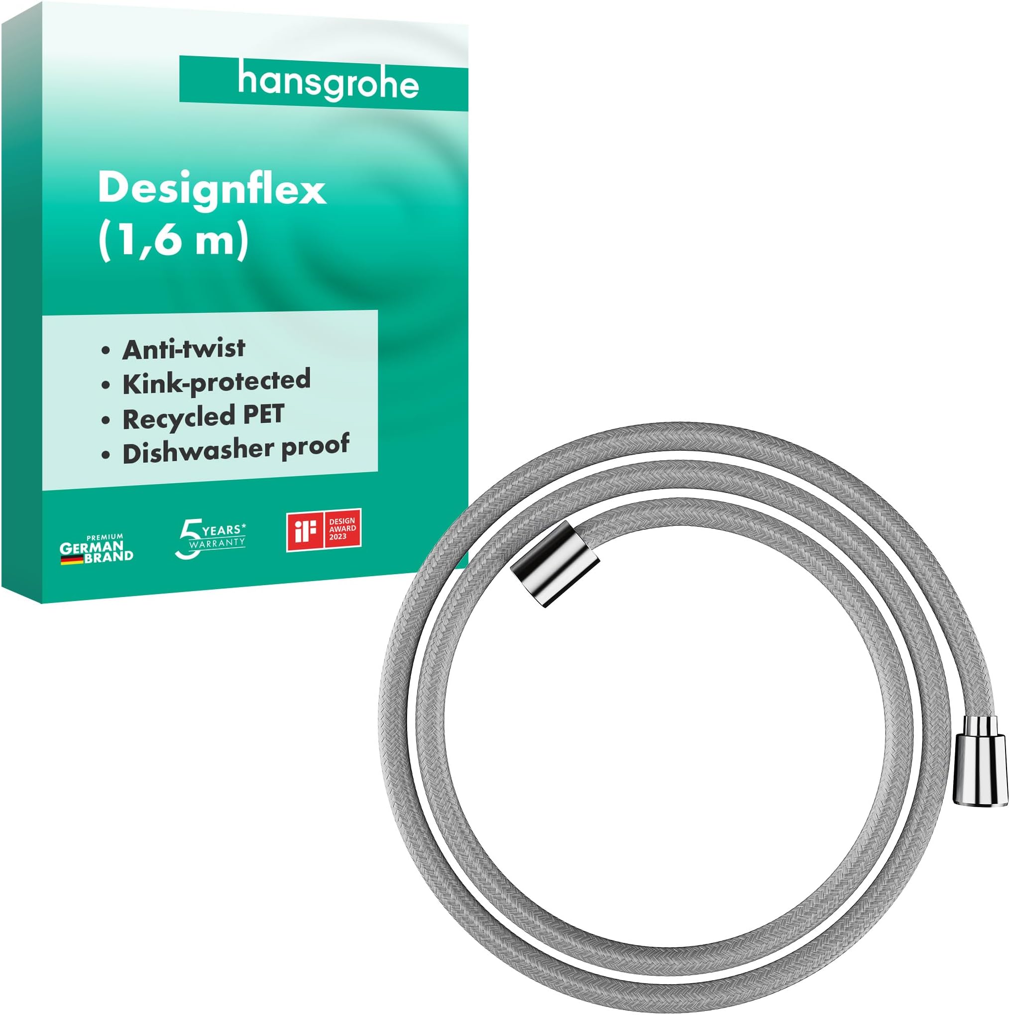 28260000 DesignFlex Textile Chrome Handshower Hose, 63-inch