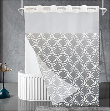No Hook Free Double-Layer Waterproof Shower Curtain,Shower Curtains for Bathroom,Easy to Care,Machine Washable,for Households, Hotels, Apartments, Campers, EtcSize71 * 74in,Color2