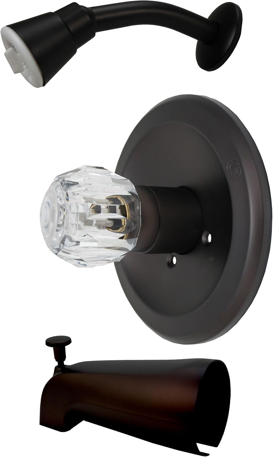 Fit Delta, Peerless 1-Handle Shower Trim Kit, for Washerless Shower Faucets, Acrylic Handle and Oil Rubbed Bronze Finish Trim - By Plumb USA