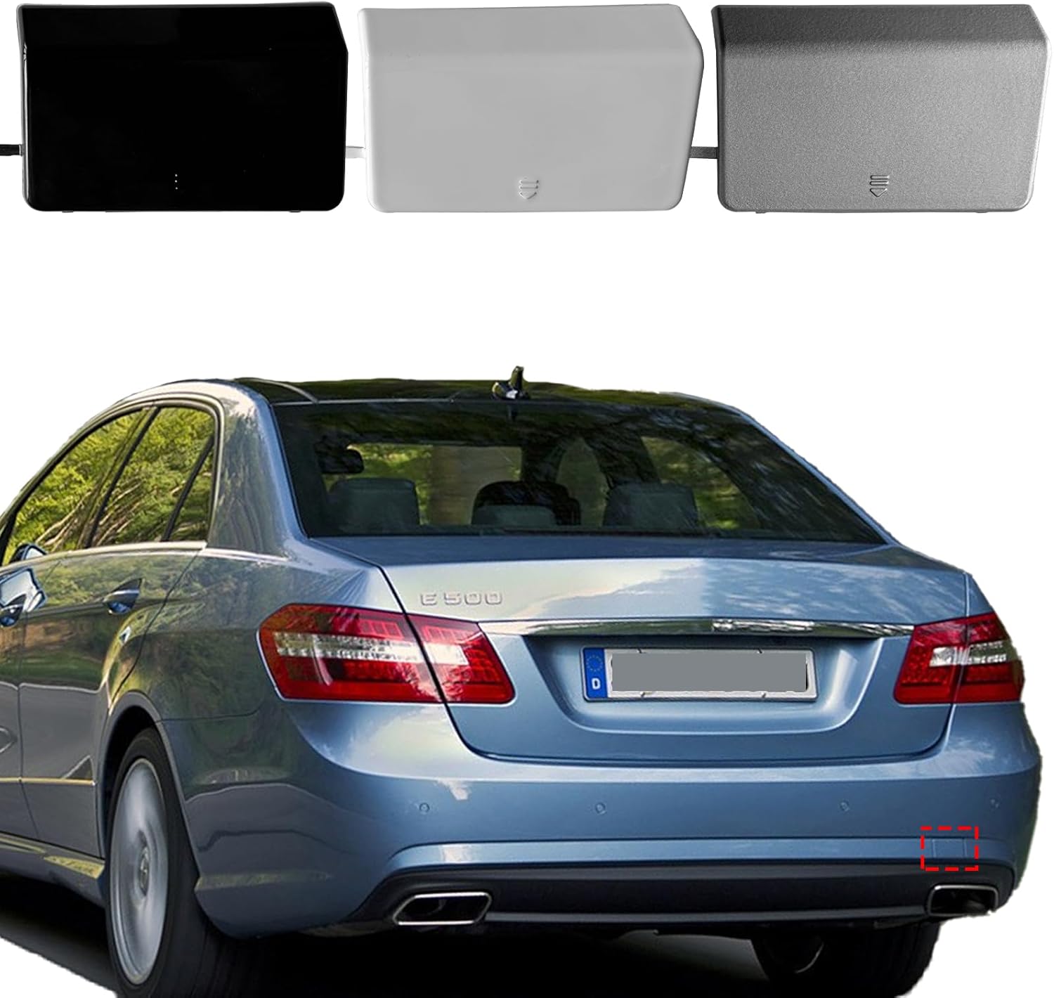 Rear Bumper Tow Hook Cover for Mercedes Benz E Class W212 AMG Line E180 E200 E220 E250 E300 E350 E400 E500 E63 2009 2010 2011 2012 Towing Hook Eye Cap 2128850426 (White)