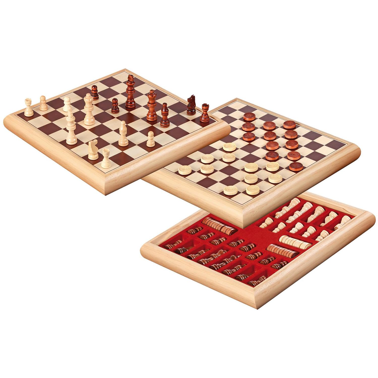 Philos 2803 - Ajedrez Damas Set, Tablero a Dos Caras con una Caja de Madera