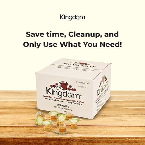 Miniatura 7 de Kingdom Taza de comunión precargada con obleas (jugo blanco de 250 quilates) sellada en un recipiente de una sola porción con hasta 1 año de vida
