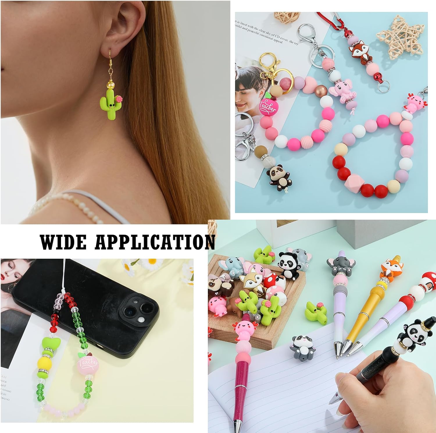 10Pcs Unique Silicone Beads for Keychain Making 3D Animal Focal Beads for Beaded Pens Bracelets Jewelry Making DIY Crafts(Elephant) - Image 7