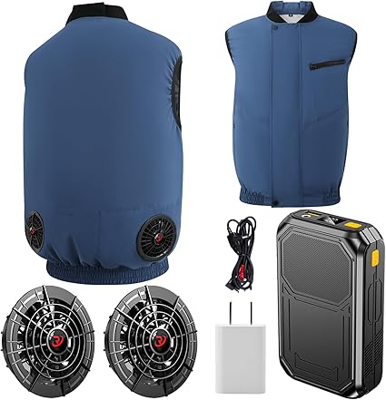 【2025新登場 30000mAhバッテリー付き】 ファン付きベスト空調服 空調作業服 ファン付き作業服 ベスト 30000mAhバッテリー付き 4