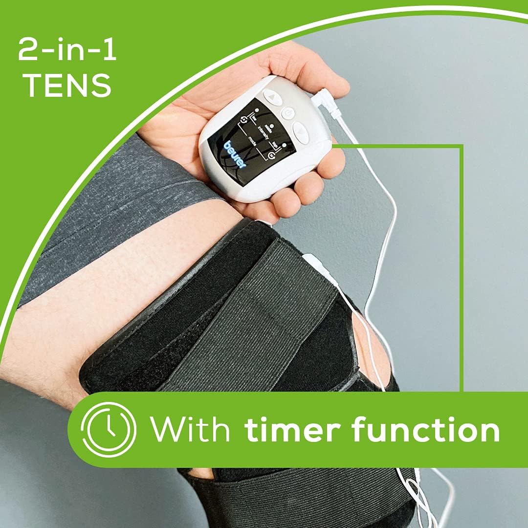 Beurer EM34 2-in-1 Knee & Elbow TENS Unit, Electric Massager with Brace for Pain Relief | 25 Modes | Good for Professionals | Universal Cuff Size, Men & Women | Stabilizing Muscle Strength Stimulator : Everything Else