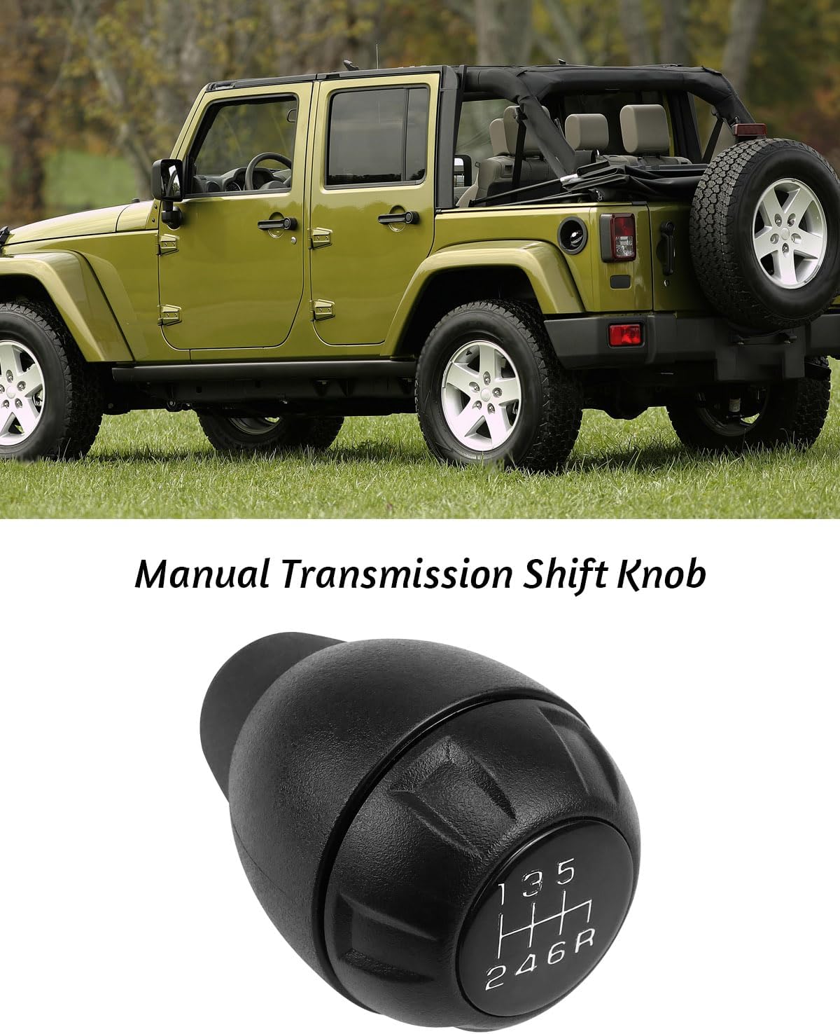 TIKSCIENCE Manual Transmission Shift Knob 6 Speed Fit for Jeep Wrangler JK 3.8L 2007 2008 2009 2010 Replace 52060485AG, Shift Shifter Knob