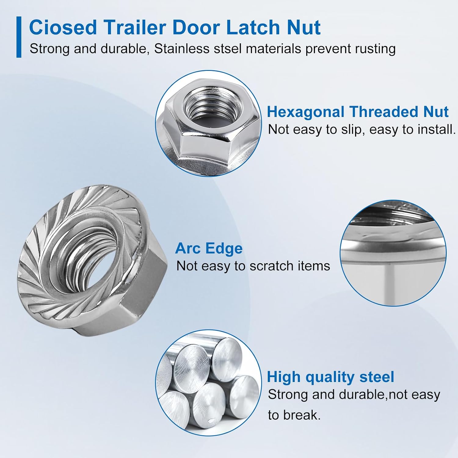 Trailer Hitch Bolt Kit—Stainless Steel Bolts with Flange Nuts (4 Sets)
