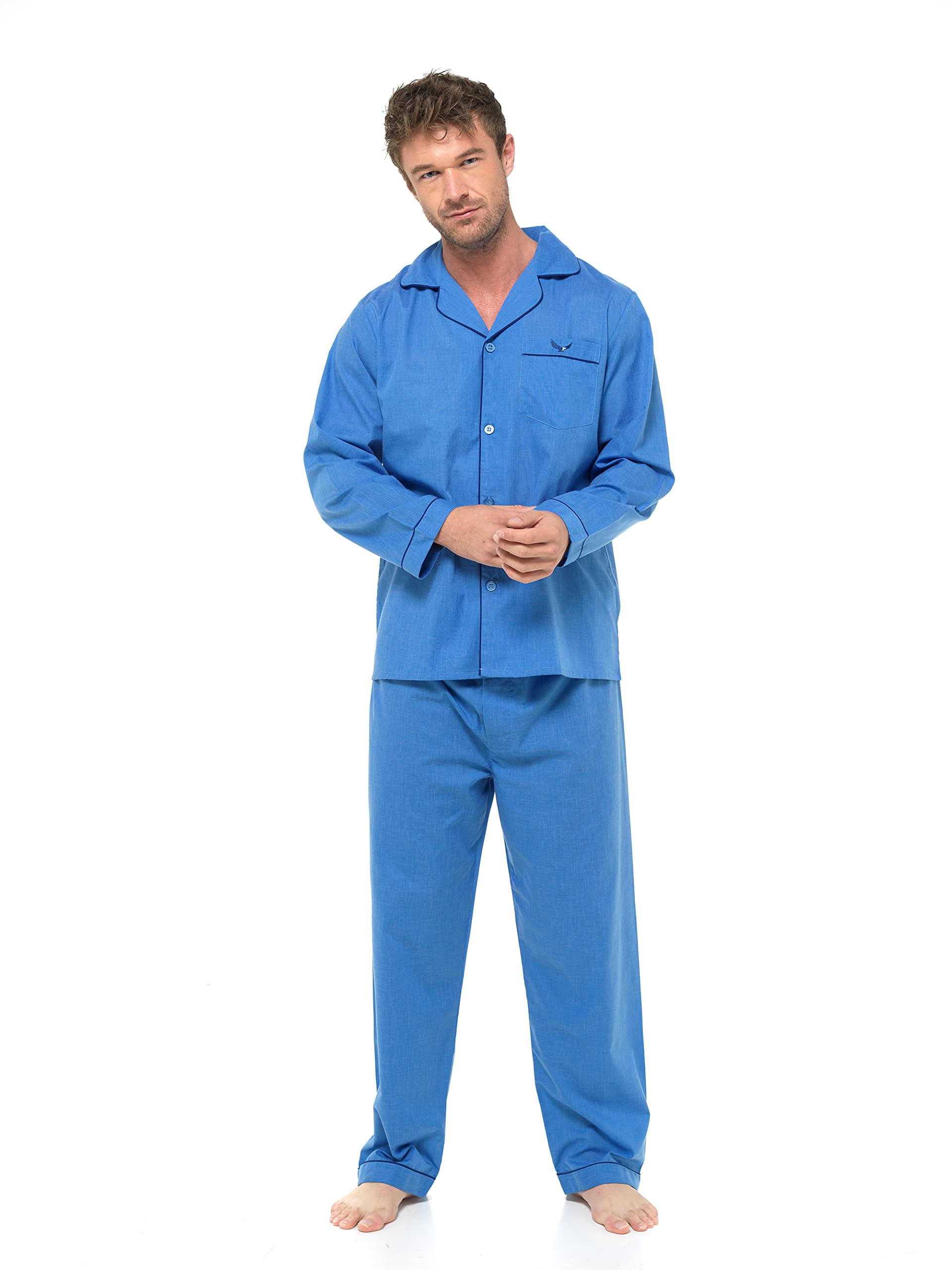 Insignia Men's Sky Woven Pyjamas Traditional With Logo Pocket (Uk, Alpha, Xxl, Regular, Regular, )