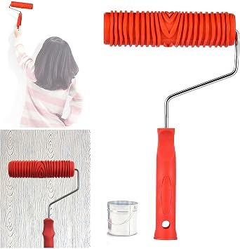 Wood Graining Painting Tool Set, Art Wallpaper Imitation Wood Grain Tool with Handle Wall Decoration,Empaistic Pattern Roller Painter,Wall Texture Art Painting Tool Set