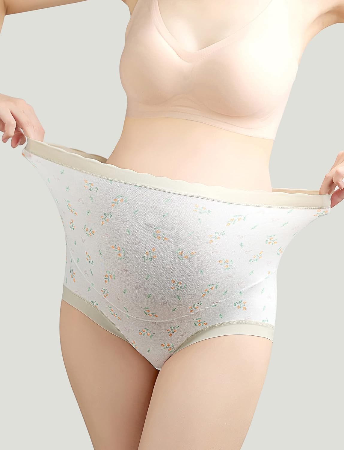 FEOYA Women's Maternity Underwear Over Bump Cotton Pregnancy Panties Plus Size High Waist Seamless Briefs 3 Pack - Image 5