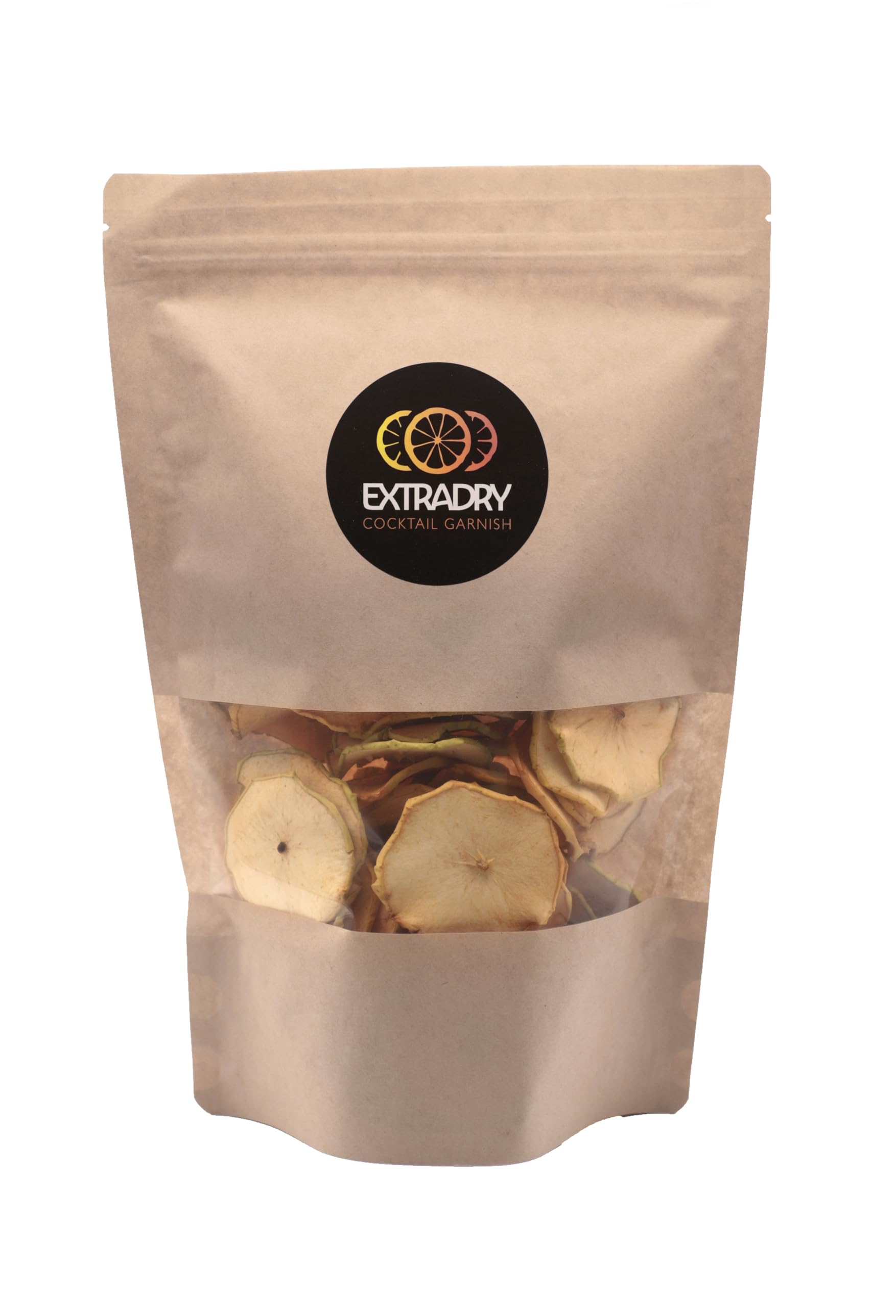 Extra Dry - Manzana Deshidratada para Cócteles, 160 g | 60-68 Rodajas de Manzana Seca | Fruta 100% Natural | Ideal para Cócteles, Decoración, Confitería, Bebidas, Postres y Repostería sin Azúcar