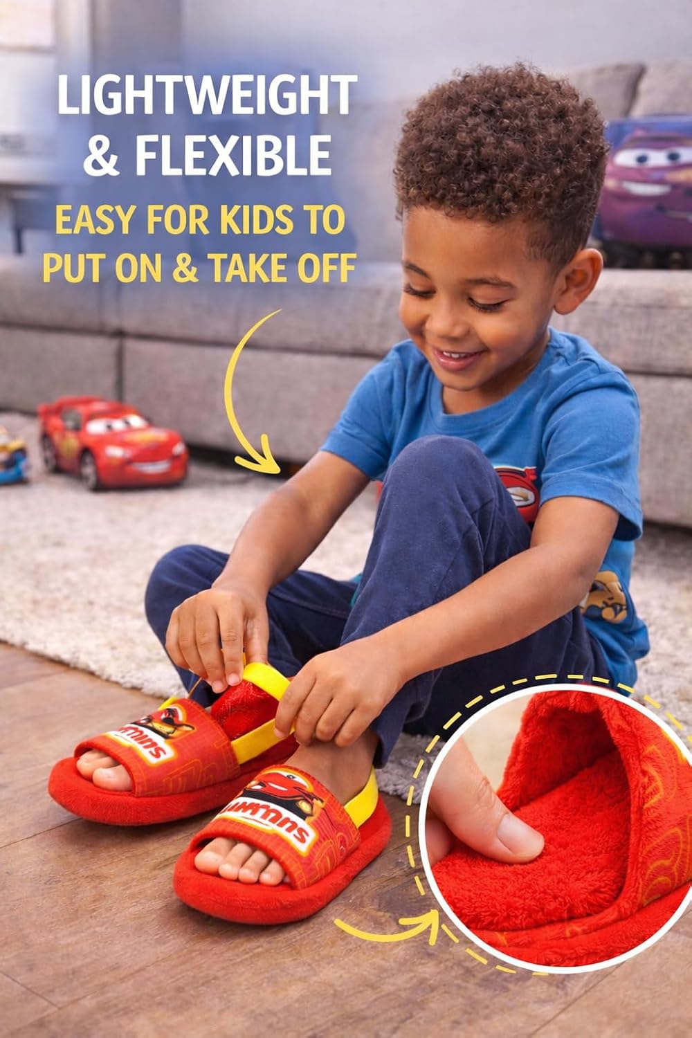 Disney Pixar Cars Lightning McQueen Toddler Plush Slippers