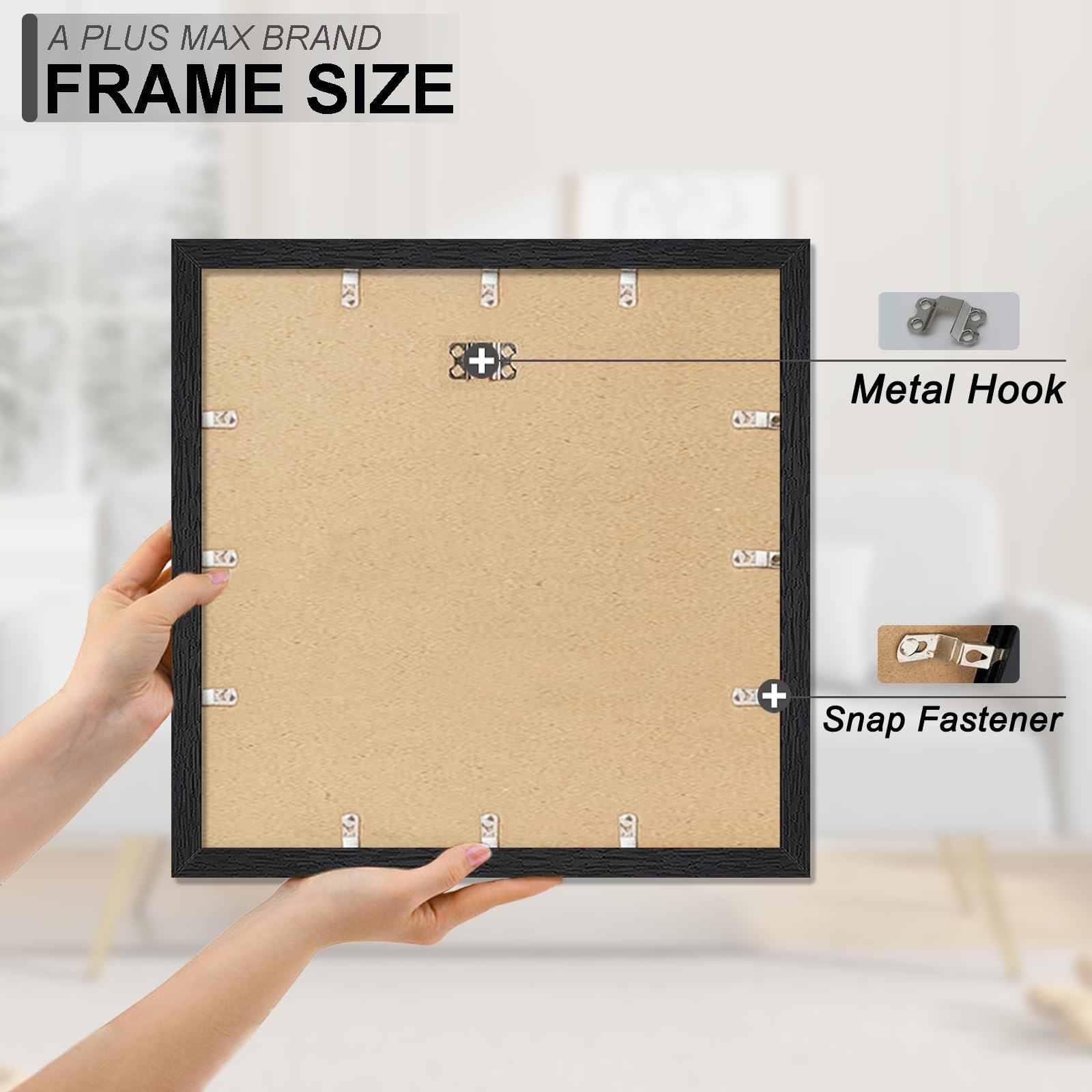 18x18 Wood Picture Frame - Rustic Black Distressed Frame With Plexiglass, Wall Mount For Photos & Posters - View #5